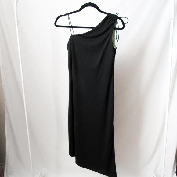 Express Dresses & Skirts - Sexy Vtg 90s Express One Shoulder Style Little Black Dress Midi Side Slit- 5/6.